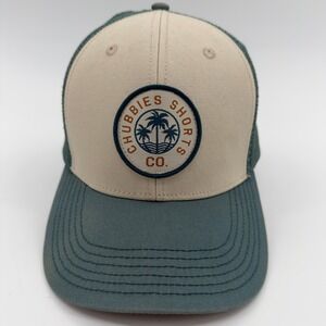 Chubbies Shorts Co.‎ Trucker Hat Tan Green Palm Tree Logo Adjustable Snapback